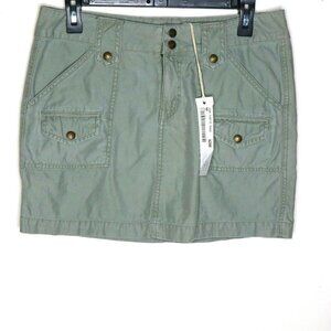 NWT Izzue Sage Green Pockets Flat Front Cotton Casual Denim Mini Skirt Sz M